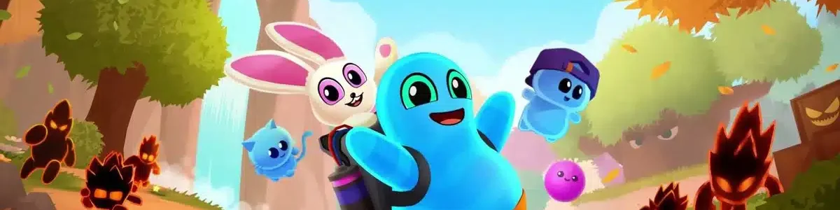 Jeu vidéo Teeto qui est un blob et qui porte son créateur qui est un lapin.